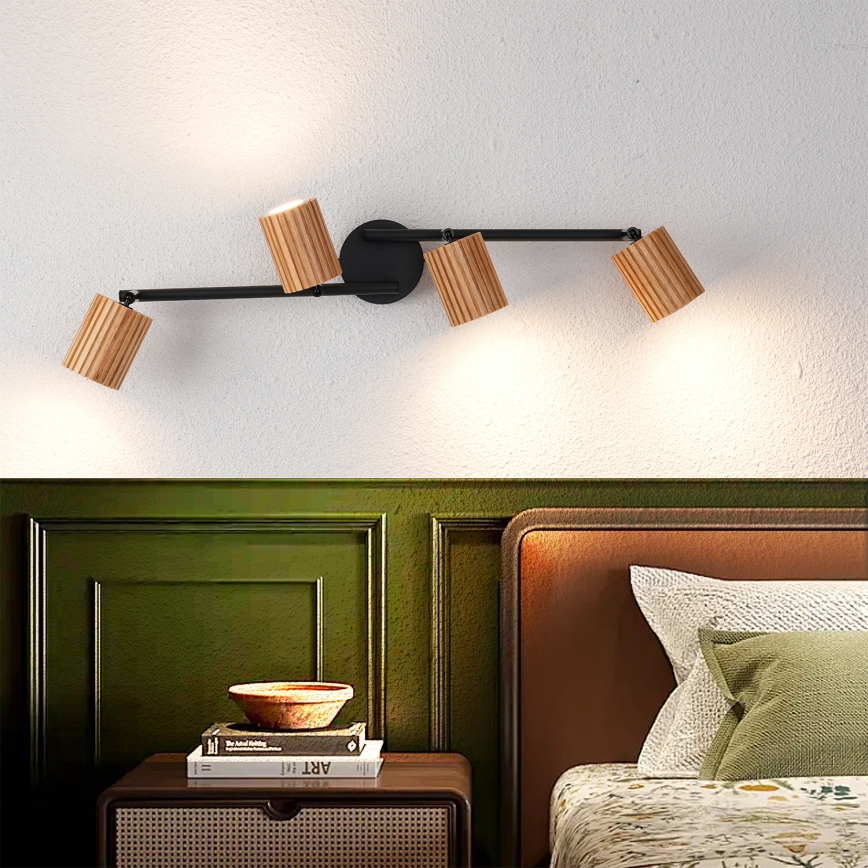 Brilagi - Luminaire à spots MODERN WOOD 4xGU10/8W/230V bois/noir