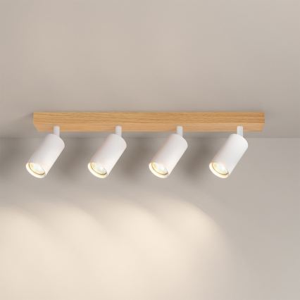 Brilagi - Luminaire à spots SELE 4xGU10/30W/230V blanc/décor chêne