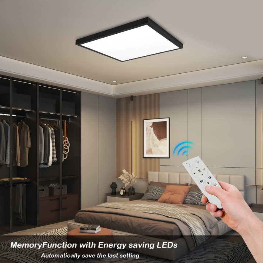 Brilagi - Plafonnier salle de bain à intensité variable FRAME SMART LED/50W/230V 60x60 cm 3000-6000K IP44 noir + télécommande