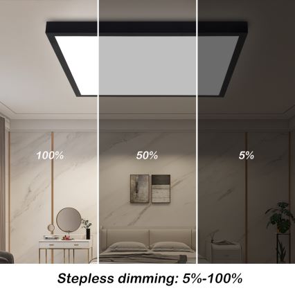 Brilagi - Plafonnier salle de bain à intensité variable FRAME SMART LED/50W/230V 60x60 cm 3000-6000K IP44 noir + télécommande