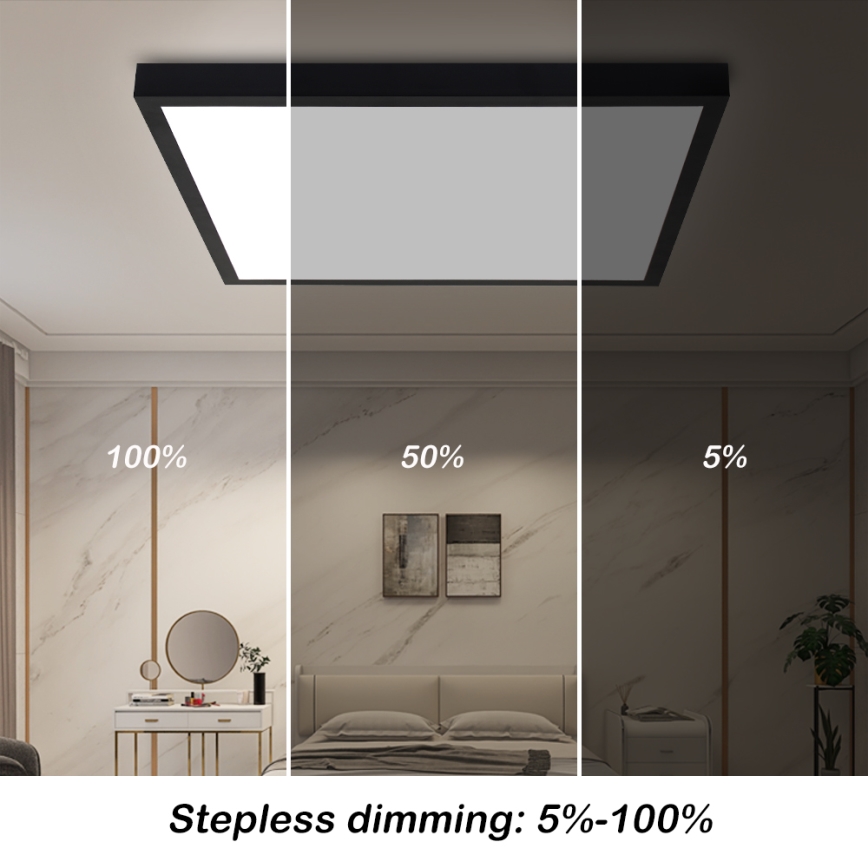 Brilagi - Plafonnier salle de bain à intensité variable FRAME SMART LED/50W/230V 60x60 cm 3000-6000K IP44 noir + télécommande