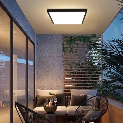 Brilagi - Plafonnier salle de bain à intensité variable FRAME SMART LED/50W/230V 60x60 cm 3000-6000K IP44 noir + télécommande