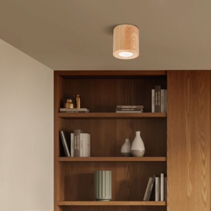 Brilagi - Luminaire LED RGBW dimmable pour salle de bains MIA 1xGU10/6W/230V 3000K 84x80 mm décor chêne IP44 + télécommande
