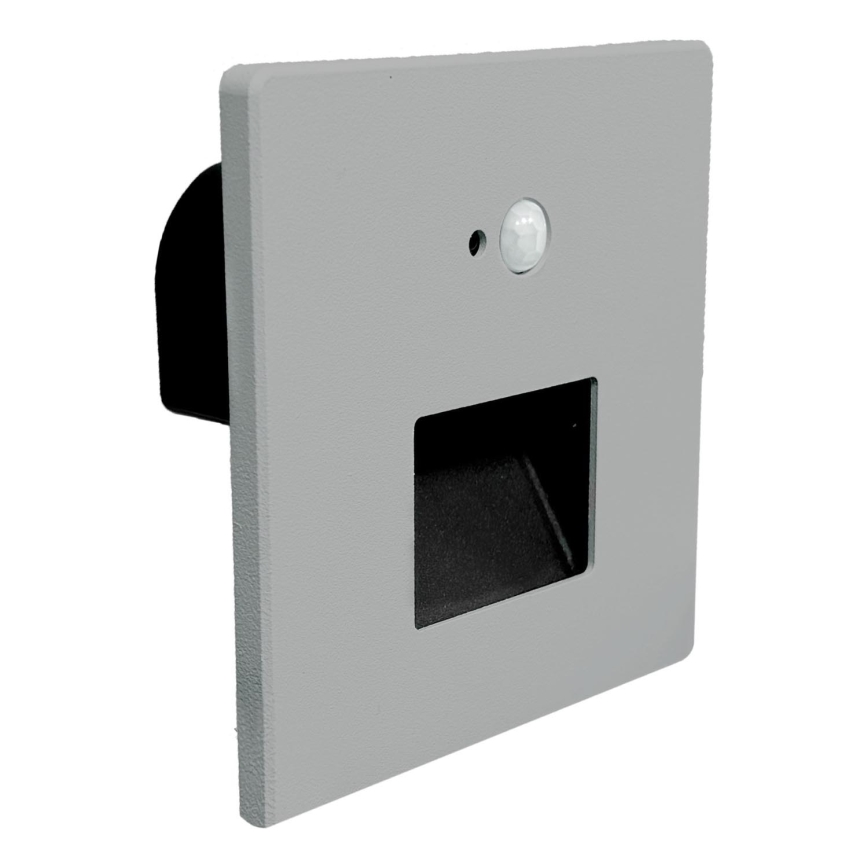 Brilagi - Luminaire d'escalier LED avec détecteur de mouvement et capteur crépusculaire JACK LED/3W/230V 3000/4000/6500K IP65 gris