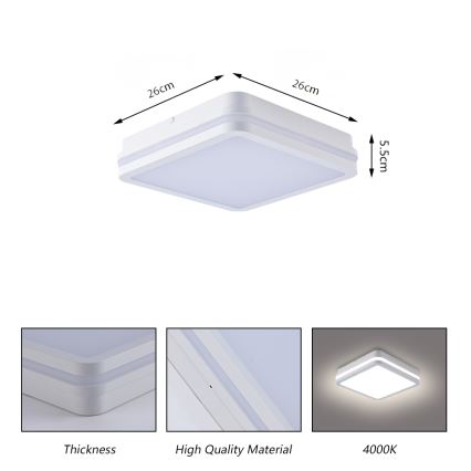 Brilagi - Luminaire d'extérieur à LED avec détecteur BENE LED/24W/230V 26x26 cm blanc IP54