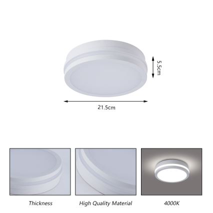 Brilagi - Plafonnier extérieur LED avec détecteur BENE LED/18W/230V Ø 21,5 cm blanc IP54