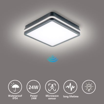 Brilagi - Luminaire LED d'extérieur avec détecteur de mouvement BENE LED/24W/230V 26x26 cm anthracite IP54