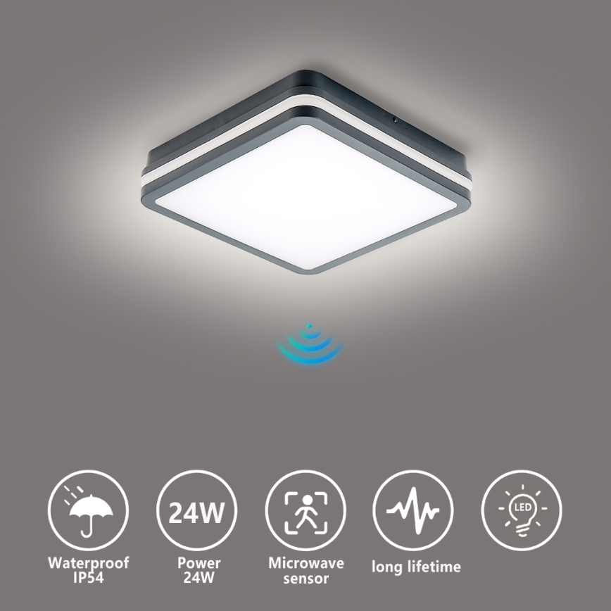 Brilagi - Luminaire LED d'extérieur avec détecteur de mouvement BENE LED/24W/230V 26x26 cm anthracite IP54