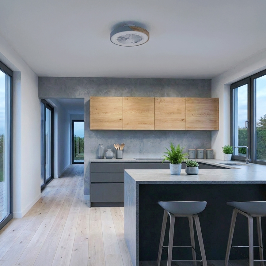 Brilagi - Plafonnier LED dimmable avec ventilateur LED/38W/230V 3000-6500K Ø 50 cm gris/chêne + télécommande