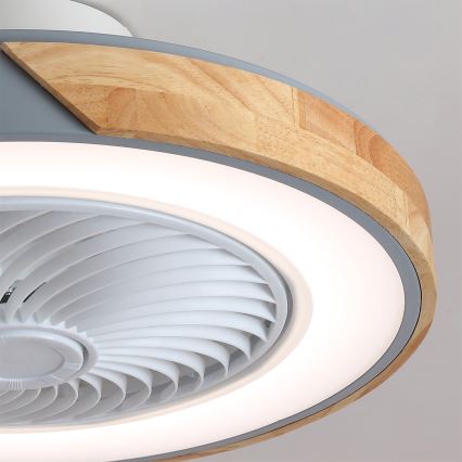 Brilagi - Plafonnier LED dimmable avec ventilateur LED/38W/230V 3000-6500K Ø 50 cm gris/chêne + télécommande