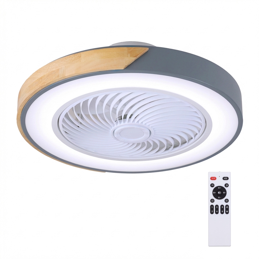 Brilagi - Plafonnier LED dimmable avec ventilateur LED/38W/230V 3000-6500K Ø 50 cm gris/chêne + télécommande