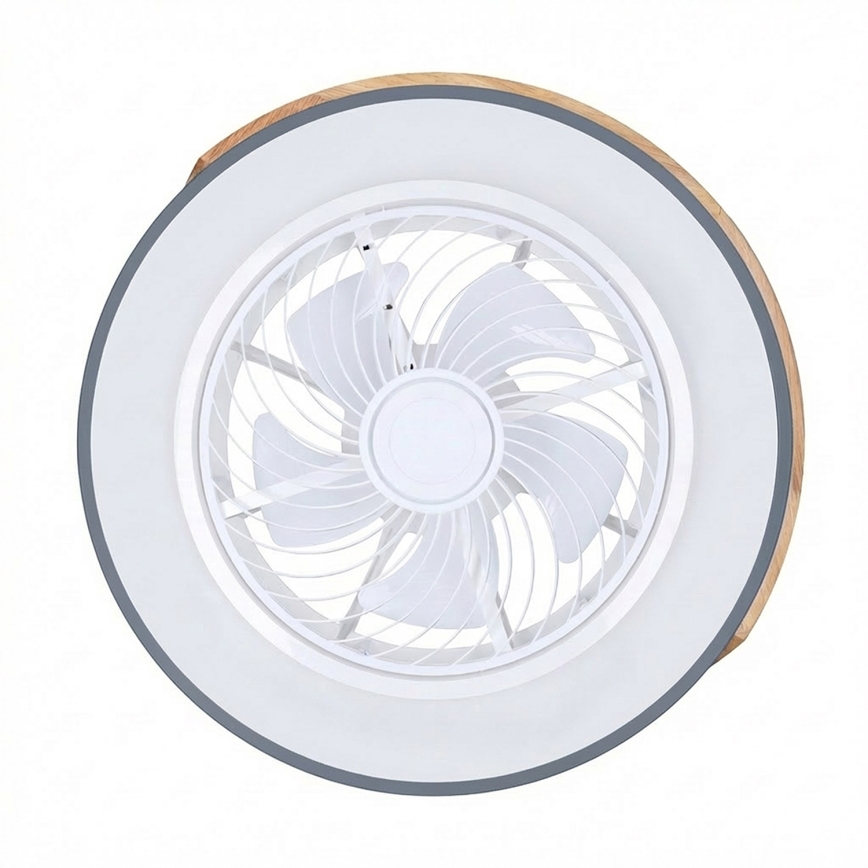 Brilagi - Plafonnier LED dimmable avec ventilateur LED/38W/230V 3000-6500K Ø 50 cm gris/chêne + télécommande