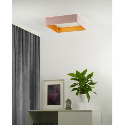 Brilagi - Plafonnier à intensité variable LED VELVET SQUARE LED/24W/230V 3000/4000/6500K + télécommande rose