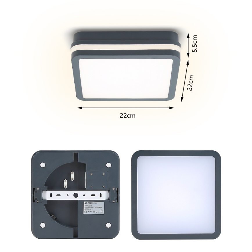 Brilagi - LED luminaire d'extérieur avec détecteur BENE LED/18W/230V 22x22 cm anthracite IP54