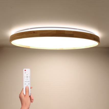 Brilagi - Plafonnier LED dimmable ALSON LED/72W/230V 3000-6500K chêne Ø 78 cm + télécommande