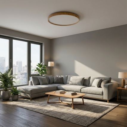 Brilagi - Plafonnier LED dimmable ALSON LED/72W/230V 3000-6500K chêne Ø 78 cm + télécommande