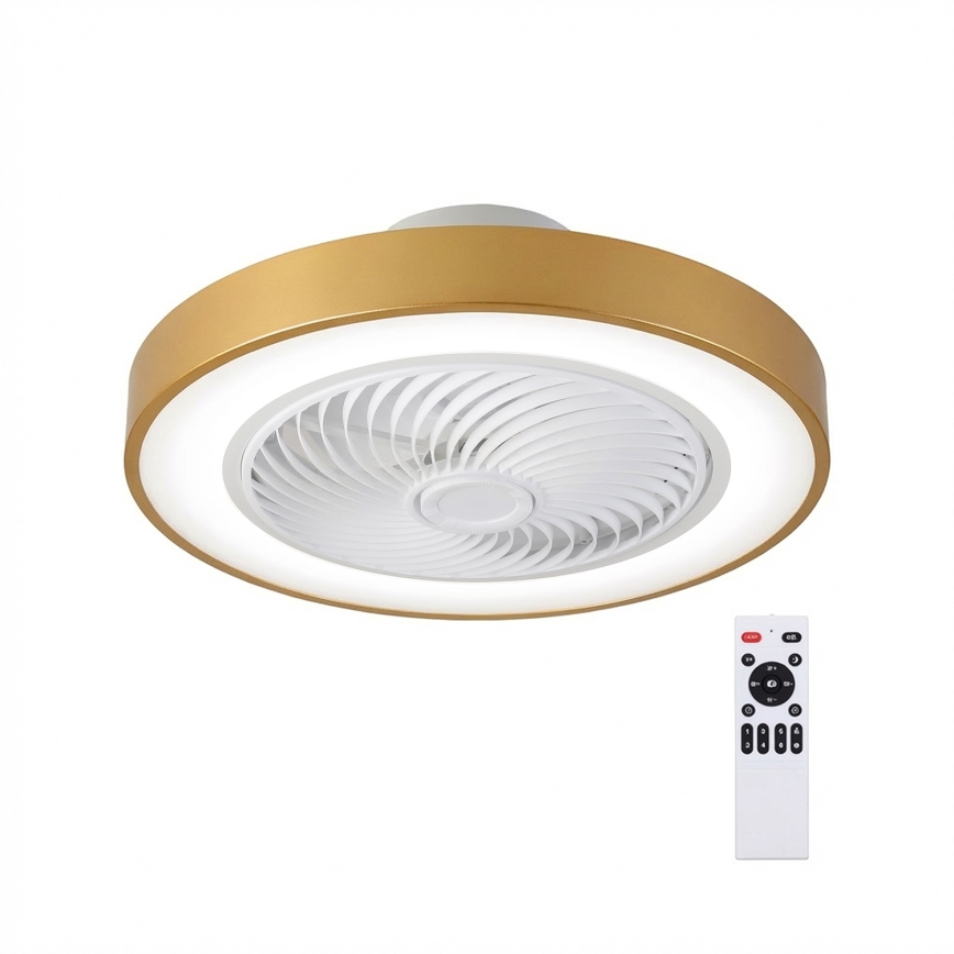 Brilagi - Plafonnier LED dimmable avec ventilateur LED/38W/230V 3000-6500K Ø 50 cm doré + télécommande