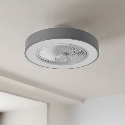 Brilagi - Plafonnier LED dimmable avec ventilateur 38W/230V 3000-6500K Ø 50 cm gris + télécommande