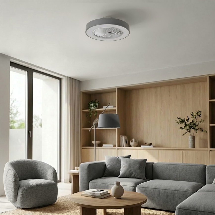 Brilagi - Plafonnier LED dimmable avec ventilateur LED/38W/230V 3000-6500K 3000-6500K Ø 50 cm gris + télécommande