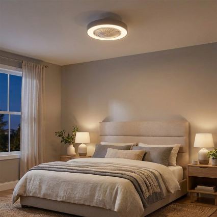 Brilagi - Plafonnier LED dimmable avec ventilateur LED/38W/230V 3000-6500K 3000-6500K Ø 50 cm gris + télécommande