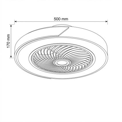 Brilagi - Plafonnier LED dimmable avec ventilateur, 38 W/230 V, 3000–6500 K, diam. 50 cm, bleu/chêne + télécommande