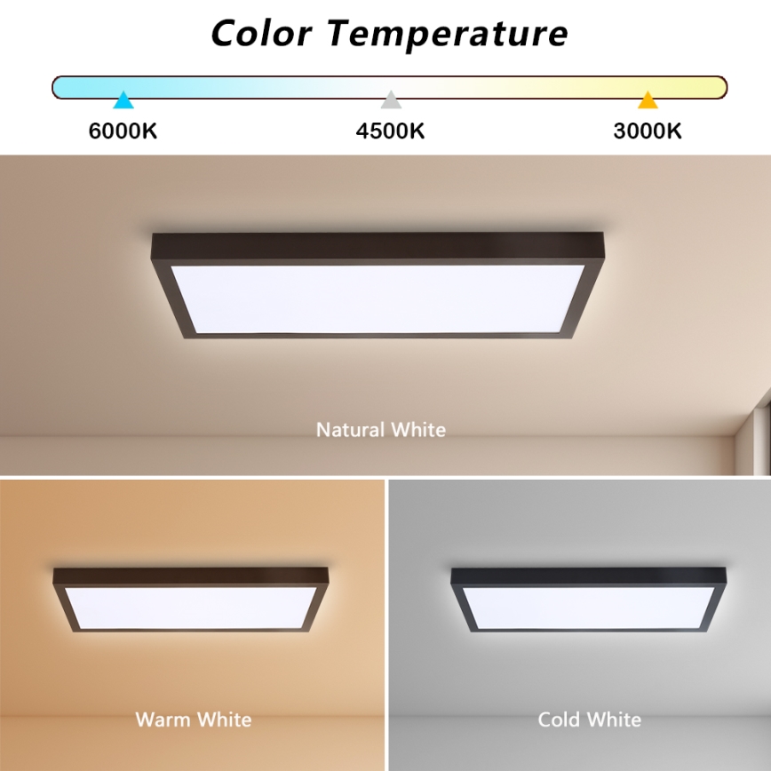 Brilagi - Plafonnier LED dimmable pour salle de bains FRAME SMART LED/30W/230V 30x60 cm 3000-6000K IP44 noir + télécommande incluse