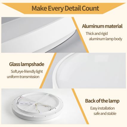 Brilagi - Plafonnier LED dimmable GLASS POOL DOUBLE LED/48W/230V 3000-6000K 40 cm blanc + télécommande