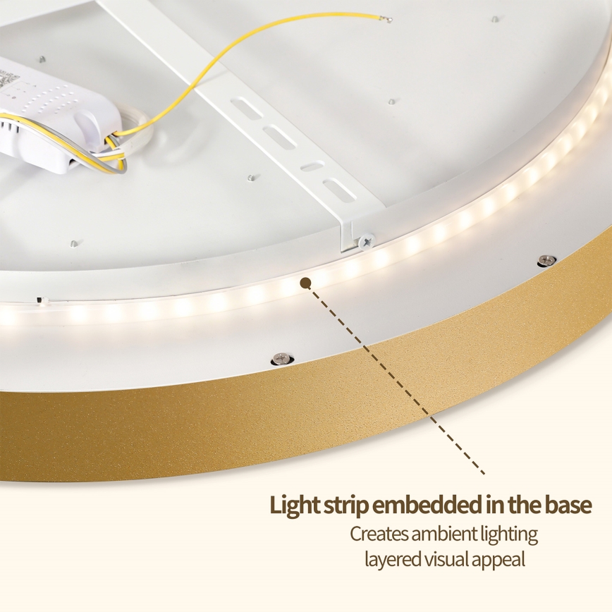 Brilagi - Plafonnier LED dimmable GLASS POOL DOUBLE LED/48W/230V 3000-6000K 40 cm doré + télécommande