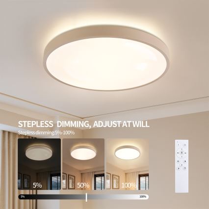 Brilagi - Plafonnier LED dimmable GLASS POOL DOUBLE LED/80W/230V 3000-6000K 60 cm beige + télécommande