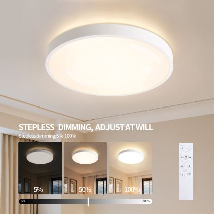 Brilagi - Plafonnier LED dimmable GLASS POOL DOUBLE LED/80W/230V 3000-6000K 60 cm blanc + télécommande