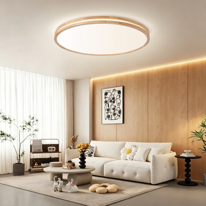 Brilagi - Plafonnier LED dimmable MOLINA LED/128W/230V 3000-6000K chêne Ø 100 cm + télécommande