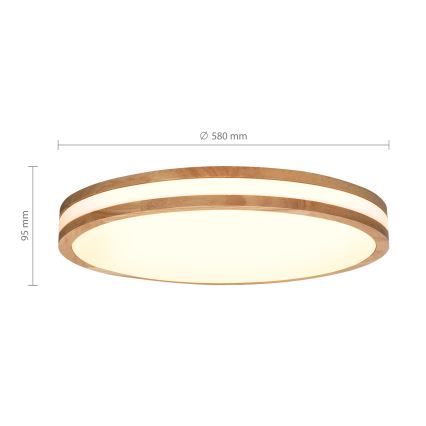 Brilagi - Plafonnier LED dimmable MOLINA LED/60W/230V 3000–6500K chêne Ø 58 cm + télécommande