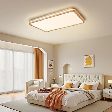 BRILAGI - Plafonnier LED dimmable MOLINA SQUARE LED/128W/230V 3000-6000K chêne 90x60 cm + télécommande