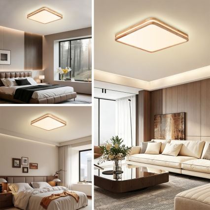 Brilagi - Plafonnier LED dimmable MOLINA SQUARE LED/80W/230V 3000-6000K chêne 60x60 cm + télécommande