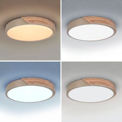 BRILAGI - Plafonnier LED dimmable PILANA LED/48W/230V 3000-6500K chêne/beige Ø 40 cm + télécommande