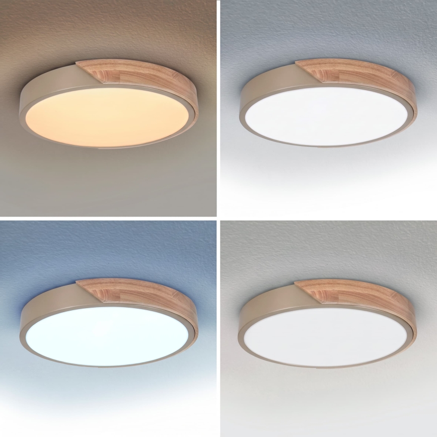 BRILAGI - Plafonnier LED dimmable PILANA LED/48W/230V 3000-6500K chêne/beige Ø 40 cm + télécommande