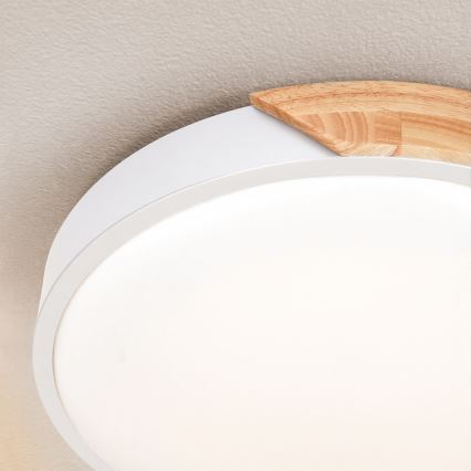 Brilagi - Plafonnier LED dimmable PILANA LED/48W/230V chêne/blanc Ø 40 cm + télécommande