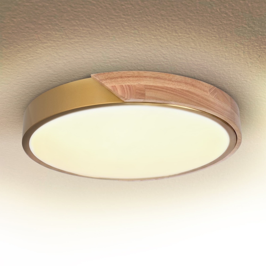 BRILAGI - plafonnier LED dimmable PILANA LED/48W/230V 3000–6500K chêne/doré Ø 40 cm + télécommande