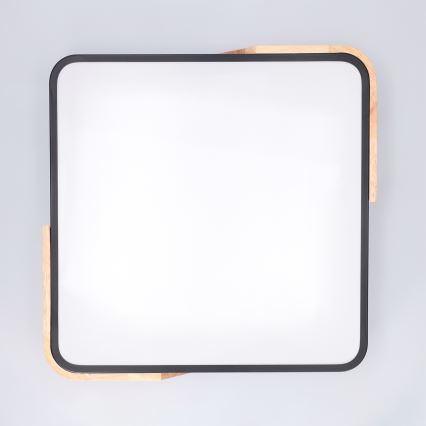 Brilagi - Plafonnier LED dimmable PILANA LED/48W/230V 3000-6500K chêne/noir 42x42 cm + télécommande