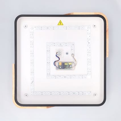 Brilagi - Plafonnier LED dimmable PILANA LED/48W/230V 3000-6500K chêne/noir 42x42 cm + télécommande