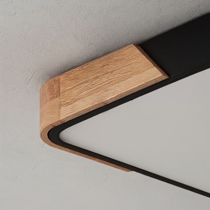 Brilagi - Plafonnier LED dimmable PILANA LED/48W/230V 3000-6500K chêne/noir 56x56 cm + télécommande