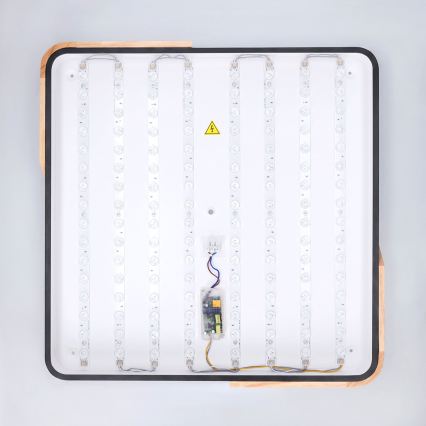 Brilagi - Plafonnier LED dimmable PILANA LED/48W/230V 3000-6500K chêne/noir 56x56 cm + télécommande