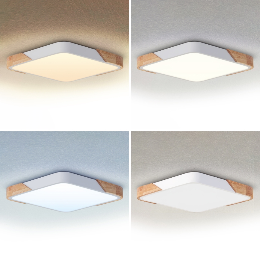Brilagi - Plafonnier LED dimmable PILANA LED/60W/230V 3000-6500K chêne/blanc 56x56 cm + télécommande