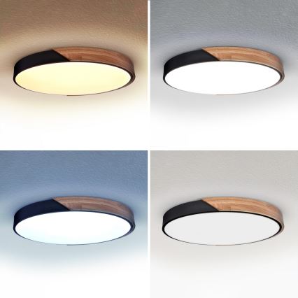 Brilagi - Plafonnier LED dimmable PILANA LED/60W/230V 3000-6500K chêne/noir Ø 60 cm + télécommande