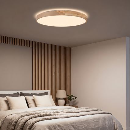 BRILAGI - Plafonnier LED dimmable PILANA LED/72W/230V 3000-6500K chêne/beige Ø 80 cm + télécommande