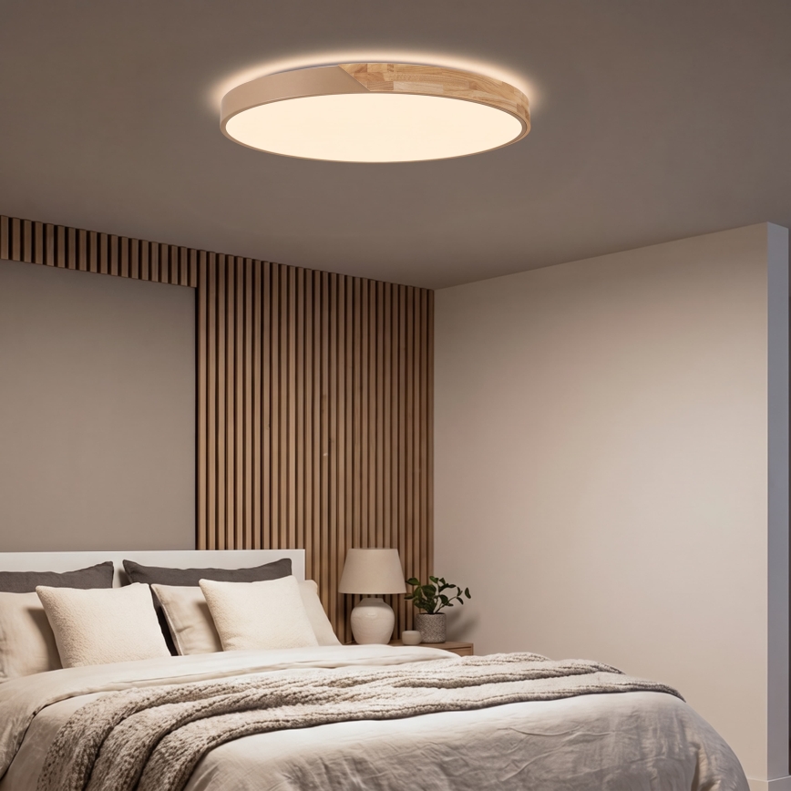 BRILAGI - Plafonnier LED dimmable PILANA LED/72W/230V 3000-6500K chêne/beige Ø 80 cm + télécommande