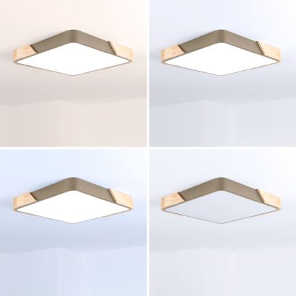 BRILAGI - Plafonnier LED dimmable PILANA SQUARE LED/48W/230V 3000-6500K chêne/beige 42x42 cm + télécommande