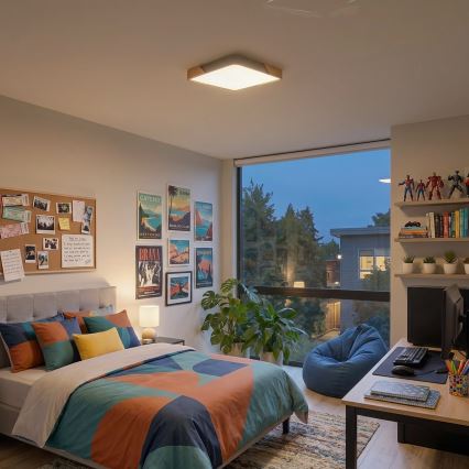 BRILAGI - Plafonnier LED dimmable PILANA SQUARE LED/48W/230V 3000-6500K chêne/beige 42x42 cm + télécommande