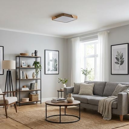 BRILAGI - Plafonnier LED dimmable PILANA SQUARE LED/48W/230V 3000-6500K chêne/beige 42x42 cm + télécommande