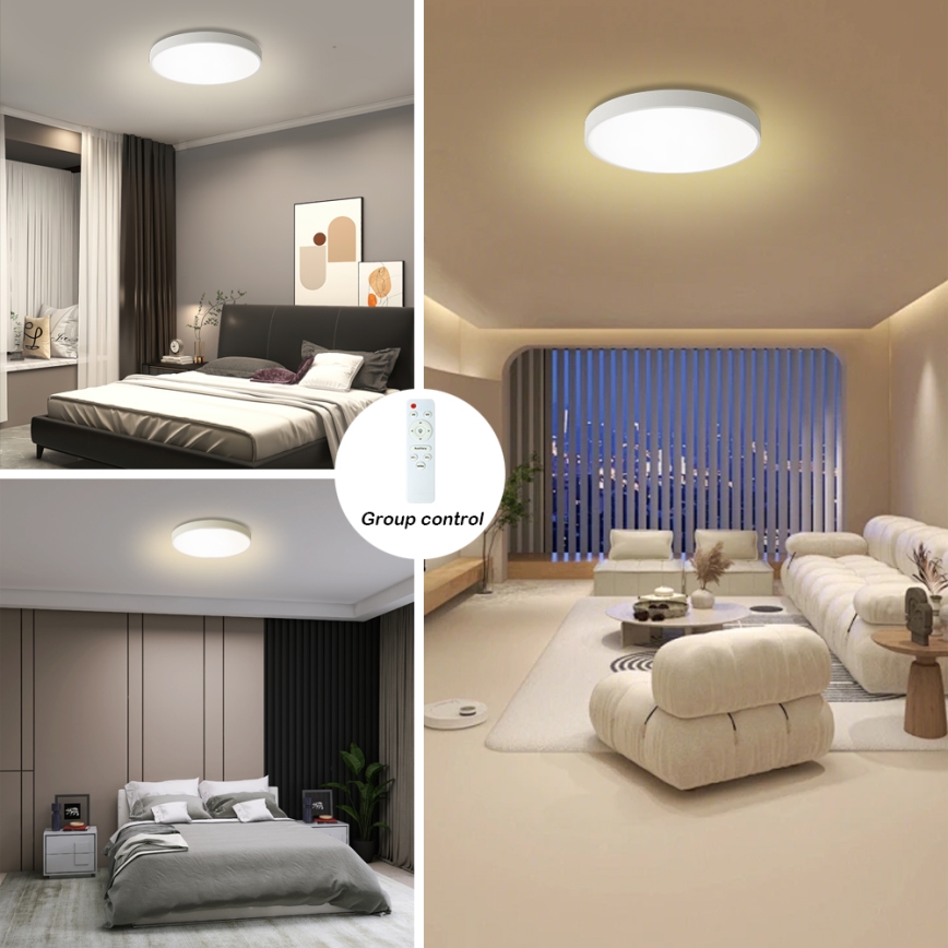 Brilagi - Plafonnier LED dimmable POOL LED/60W/230V 3000-6000K diam. 60 cm blanc + télécommande
